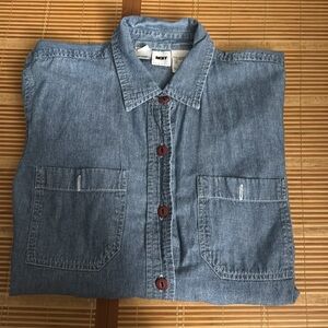 DKNY Womens Blue Flannel with brown buttons